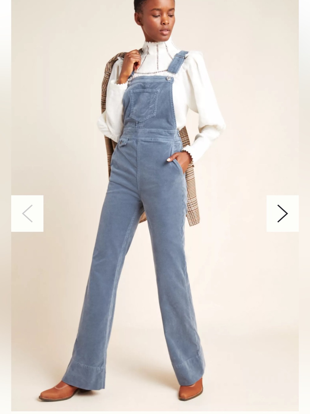 Pilcro and the Letterpress Slate Blue Corduroy Wide-Leg Overalls